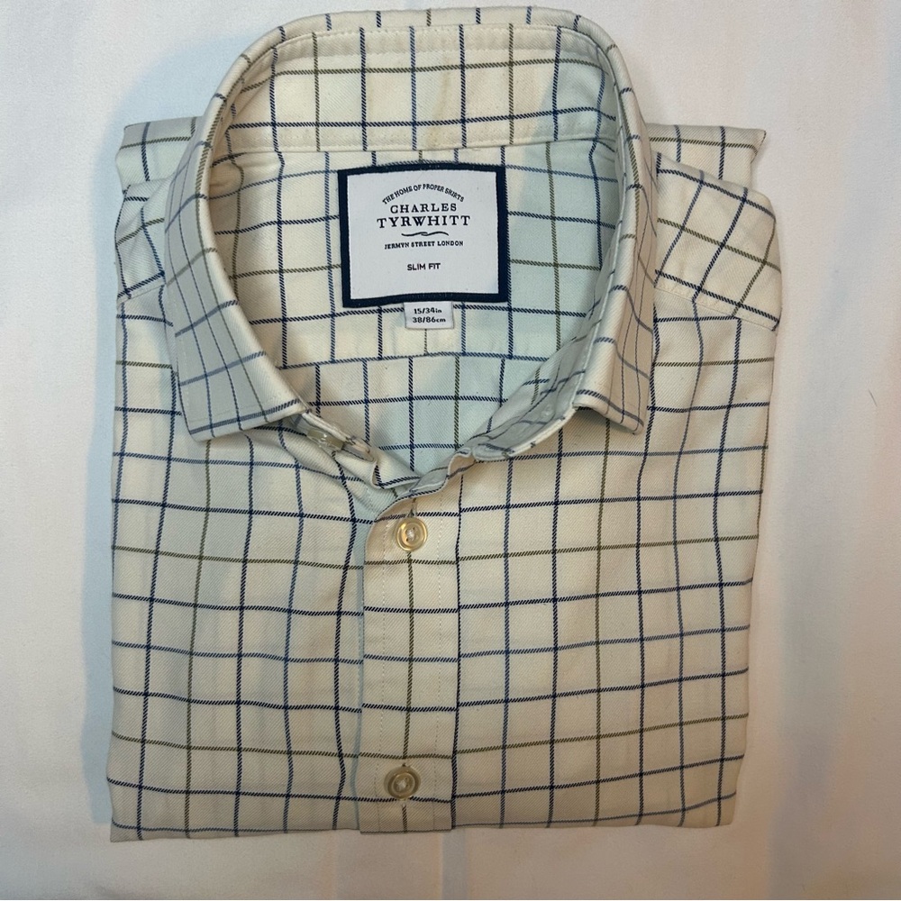 Charles Tyrwhitt Cream and Blue Dress Shirt